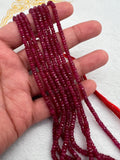 Ruby Faceted 3.5MM Roundel beads -  AAA Quality Beads - Length 16 Inch -  Natural Ruby Beads.