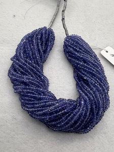 Tanzanite Roundel 2.5MM , Natural tanzanite , Length 8". uniform size , AAA Quality Tanzanite