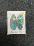 Australian Opal Matched Pair Cabs, AAA Quality, Australian Opal triplet Cabochon, size    25 X 11 MM , weight -15.37 ct. flat bottom.