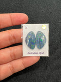 Australian Opal Matched Pair Cabs, AAA Quality, Australian Opal triplet Cabochon, size 20.5X12 MM , weight -12.28 ct. flat bottom.