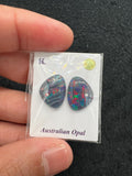 Australian Opal Matched Pair Cabs, AAA Quality, Australian Opal triplet Cabochon, size 14X10.5 MM , weight -7.22 ct. flat bottom.