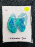 Australian Opal Matched Pair Cabs, AAA Quality, Australian Opal triplet Cabochon, size 19X10 MM , weight -11.16 ct. flat bottom.