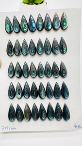 Abalone Shell Pear Cabs- 7x15 mm Size- Pack of 4 Pcs- AAAA Quality-  Natural Abalone Cabochons