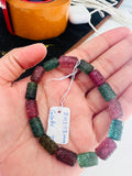 Tourmaline Bracelet, hand carved  Size - 8X12mm - AAA Quality  Natural, Multi Tourmaline Tube shape, Length 7.5" code T5, Origin Nigeria