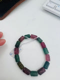 Reserved Tourmaline Bracelet, hand carved Size - 8X12mm - AAA Quality Natural, Multi Tourmaline Tube shape, Length 7.5" code T5,