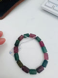 Tourmaline Bracelet, hand carved  Size - 8X12mm - AAA Quality  Natural, Multi Tourmaline Tube shape, Length 7.5" code T5, Origin Nigeria