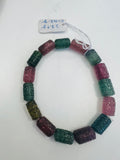 Reserved Tourmaline Bracelet, hand carved Size - 8X12mm - AAA Quality Natural, Multi Tourmaline Tube shape, Length 7.5" code T5,