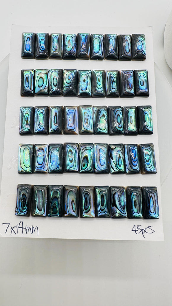 Abalone Shell Rectangle Cabs- 7x14mm Size- Pack of 4 Pc- AAAA Quality- Natural Abalone Cabochons