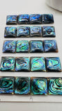 Abalone Shell Square Cabs 15 mm Size- Pack of 2 Pcs- AAAA Quality-  Natural Abalone Cabochons