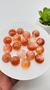 Sunstone Round Cabochon • 14 mm Size • Pack of 1 Pc • AAA Quality •  Natural Sunstone Cabs