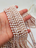 Pearl Rice Beads , 5x7mm size, 16 Inch Strand , Freshwater cultured Pearl, Pink Freshwater pearl, Natural color.