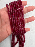 Ruby Faceted 5-6 MM Roundel beads -  AAA Quality Beads - Length 16 Inch -  Natural Ruby Beads.