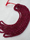 Ruby Faceted 5-6 MM Roundel beads -  AAA Quality Beads - Length 16 Inch -  Natural Ruby Beads.