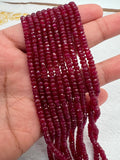 Ruby Faceted 3-3.5 MM Roundel beads -  AAA Quality Beads - Length 16 Inch -  Natural Ruby Beads.