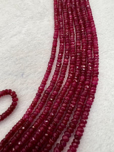 Ruby Faceted 3.5MM Roundel beads -  AAA Quality Beads - Length 16 Inch -  Natural Ruby Beads.