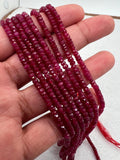 Ruby Faceted 3.5MM Roundel beads -  AAA Quality Beads - Length 16 Inch -  Natural Ruby Beads.