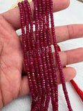 Ruby Faceted 3.5MM Roundel beads -  AAA Quality Beads - Length 16 Inch -  Natural Ruby Beads.