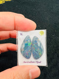 Australian Opal Matched Pair Cabs, AAA Quality, Australian Opal triplet Cabochon, size 23.5 X 12 MM , weight -14.18 ct. flat bottom.