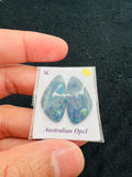 Australian Opal Matched Pair Cabs, AAA Quality, Australian Opal triplet Cabochon, size 23.5 X 12 MM , weight -14.18 ct. flat bottom.