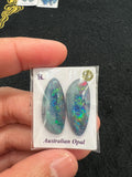 Australian Opal Matched Pair Cabs, AAA Quality, Australian Opal triplet Cabochon, size    25 X 11 MM , weight -15.37 ct. flat bottom.