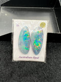 Australian Opal Matched Pair Cabs, AAA Quality, Australian Opal triplet Cabochon, size    25 X 11 MM , weight -15.37 ct. flat bottom.