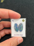 Australian Opal Matched Pair Cabs, AAA Quality, Australian Opal triplet Cabochon, size 17X8.5 MM , weight -7.28 ct. flat bottom.