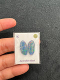 Australian Opal Matched Pair Cabs, AAA Quality, Australian Opal triplet Cabochon, size 17X8.5 MM , weight -7.28 ct. flat bottom.