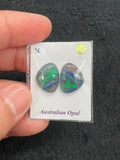 Australian Opal Matched Pair Cabs, AAA Quality, Australian Opal triplet Cabochon, size 14X11 MM , weight -7.43 ct. flat bottom.
