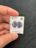 Australian Opal Matched Pair Cabs, AAA Quality, Australian Opal triplet Cabochon, size 14X10.5 MM , weight -7.22 ct. flat bottom.