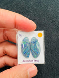 Australian Opal Matched Pair Cabs, AAA Quality, Australian Opal triplet Cabochon, size 23X11 MM , weight -13.37 ct. flat bottom.