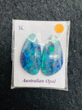 Australian Opal Matched Pair Cabs, AAA Quality, Australian Opal triplet Cabochon, size 23X11.5 MM , weight -15 ct. flat bottom.