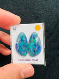 Australian Opal Matched Pair Cabs, AAA Quality, Australian Opal triplet Cabochon, size 23X11.5 MM , weight -15 ct. flat bottom.