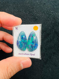 Australian Opal Matched Pair Cabs, AAA Quality, Australian Opal triplet Cabochon, size 23X11.5 MM , weight -15 ct. flat bottom.