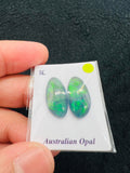 Australian Opal Matched Pair Cabs, AAA Quality, Australian Opal triplet Cabochon, size 17.5X8.5 MM , weight -8.20 ct. flat bottom.