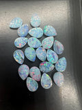 Australian Opal Doublet 8X5 MM Pear Cabs  - Pack of 4 Pieces -AAA Quality, Opal Doublet Cabochon -Australian Opal Pear Cabochon, flat bottom