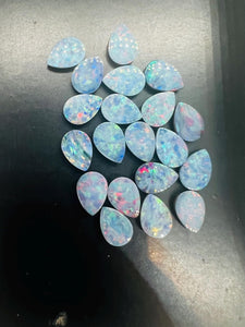 Australian Opal Doublet 7X5 MM Pear Cabs - Pack of 4 Pieces -AAA Quality, Opal Doublet Cabochon -Australian Opal Pear Cabochon, flat bottom