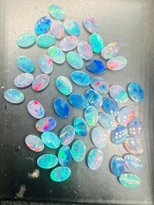 Australian Opal Doublet 6X4 MM Oval Cabs  - Pack of 5 Pieces -AAA Quality, Opal Doublet Cabochon -Australian Opal Oval Cabochon, flat bottom