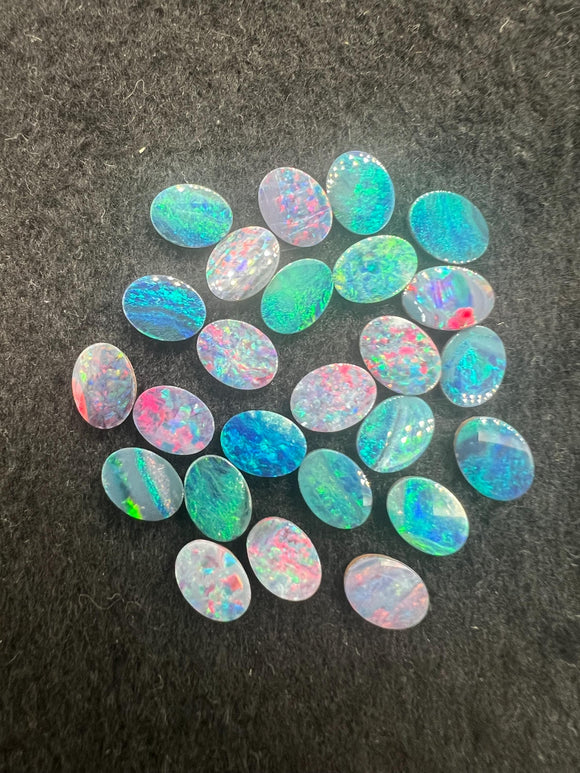 Australian Opal Doublet 8X6 MM Oval Cabs  - Pack of 2 Pieces -AAA Quality, Opal Doublet Cabochon -Australian Opal Oval Cabochon, flat bottom