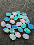 Australian Opal Doublet 8X6 MM Oval Cabs  - Pack of 2 Pieces -AAA Quality, Opal Doublet Cabochon -Australian Opal Oval Cabochon, flat bottom