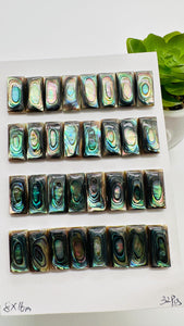 Abalone Shell Rectangle Cabs- 8x16 mm Size- Pack of 2 Pc-  AAAA Quality -Natural Abalone Cabochons