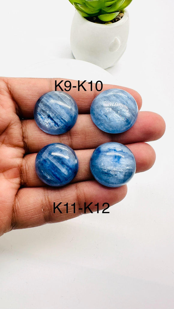 Kyanite Round Cabs - 20-22 mm Size - Code # K9 - K12 - AAA Quality - Kyanite Cabochons - Flat Back Cabs