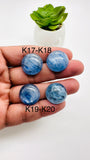 Kyanite Round Cabs - 18 - 20 mm Size - Code # K17 - K20 - AAA Quality - Kyanite Cabochons - Flat Back Cabs