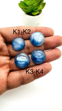 Kyanite Round Cabs - 16 to 18 mm Size - Code # K1- K4 - AAA Quality - Kyanite Cabochons - Flat Back Cabs