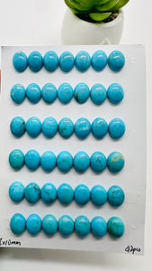 Turquoise Oval Cabs - 8x10 mm size - Pack of 2 Pcs - AA Quality - 100% Natural Turquoise- Turquoise Oval Cabochon - Flat Back Cabs
