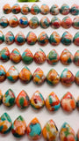 Turquoise with Spiny Oyster Pear Cabochon • 7x9 mm Size • Pack of 8 Pcs • AAA Quality • Turquoise Tear Drop Cabs • Flat Back Cabs