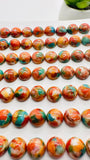 Turquoise with Spiny Oyster Round Cabochon • 8 mm Size • Pack of 4 Pcs • AAA Quality • Turquoise Round Cabs • Flat Back Cabs