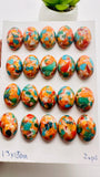 Turquoise with Spiny Oyster Oval Cabochon • 13x18 mm Size • Pack of 1 Pc • AAA Quality • Turquoise Oval Cabs • Flat Back Cabs