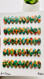 Turquoise with Spiny Oyster Oval Cabochon • 6x12 mm Size • Pack of 6 Pcs • AAA Quality • Turquoise Oval Cabs • Flat Back Cabs