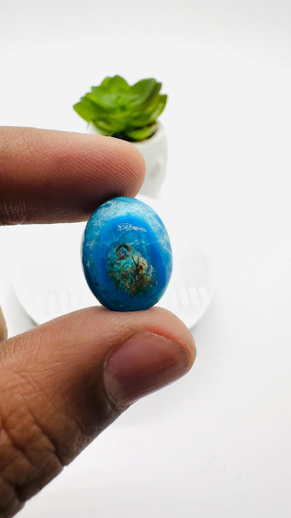 Blue Opalina Cabs - 18x13 mm Size - Code #B23 - Weight 9.6 Cts  - Natural Opalina Cabochons - Origin Peru