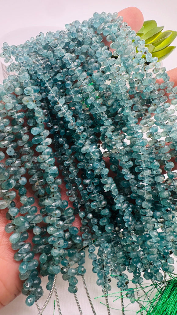 Grandidierite Faceted Drops Beads - 2.5-3 x 4-5 mm size - Code #A2 - AAA Quality - Length 16'' Grandidierite Briolette Teardrop Beads